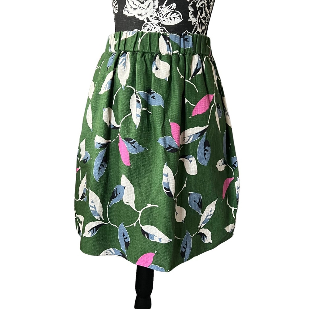 Boden Floral Skirt Green Elastic Waist Size 2 regular
